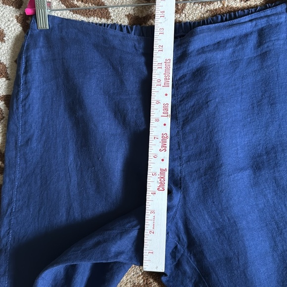 Click by Color Me Cotton 100% Linen Crop Pants Womens L blue pull on Lagenlook - Picture 8 of 9